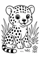 Free Cheetah Cub Coloring Page - Smiling In Flowered Grass (Printable PDF)