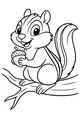 Free Chipmunk Coloring Page - Smiling Chipmunk With Acorn on Tree Branch (Printable PDF)