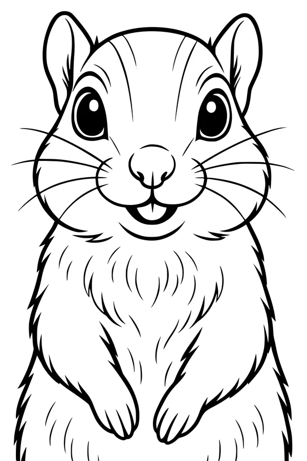 Free Chipmunk Coloring Page - Smiling Forest Friend Sitting Upright (Printable PDF)