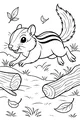 Free Chipmunk Coloring Page - Speedy Striped Chipmunk in Whirling Leaves (Printable PDF)