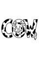 Free Cow Coloring Page - Spotted Alphabet Word Art (Printable PDF)