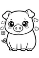 Free Piglet Coloring Page - Cute Smiling Piglet With Hearts (Printable PDF)