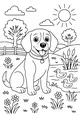 Free Dog Coloring Page - Playful Pup by Sunny Pond with Ducks (Printable PDF)