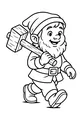 Free Dwarf Gnome Coloring Page - Smiling Boy With Big Hammer (Printable PDF)