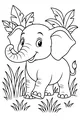 Free Elephant Coloring Page - Smiling Jungle Calf With Big Ears (Printable PDF)