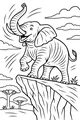 Free Elephant Coloring Page - Trumpeting On a Sunny Cliff (Printable PDF)
