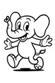 Free Elephant Coloring Page - Cheerful Cartoon Elephant Walking Upright (Printable PDF)
