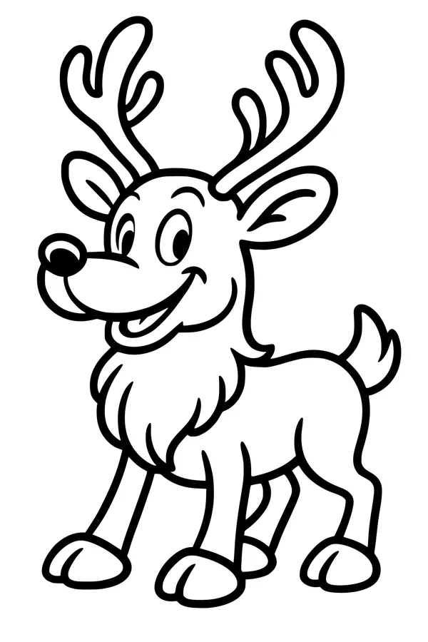 Free Elk Coloring Page - Cute Cartoon Elk With Big Antlers (Printable PDF)