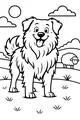 Free Dog Coloring Page - Fluffy Farm Friend in Sunny Meadow (Printable PDF)