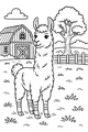 Free Llama Coloring Page - Fluffy Farmyard Barn Scene (Printable PDF)