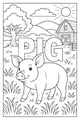 Free Pig Coloring Page - Smiling Farm Pig With Barn Scene (Printable PDF)