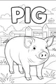 Free Pig Coloring Page - Smiling Farm Pig With Barn (Printable PDF)