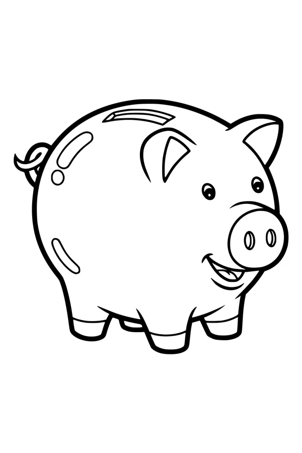 Free Pig Coloring Page - Cute Piggy Bank With Big Belly (Printable PDF)