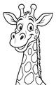 Free Giraffe Coloring Page - Smiling Cartoon Face with Big Spots (Printable PDF)