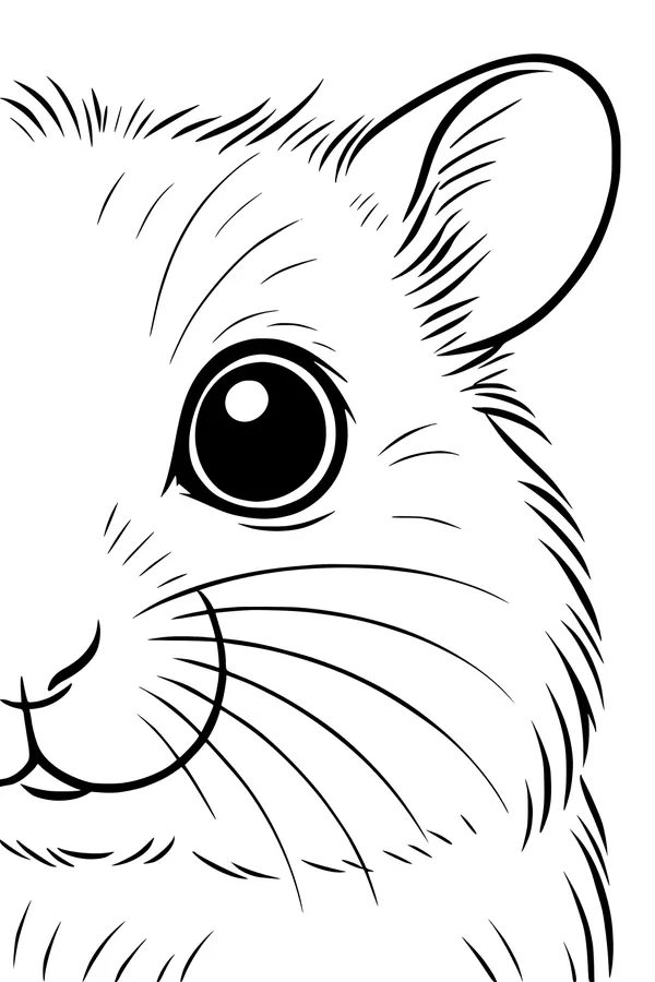 Free Hamster Coloring Page - Big-Eyed Close-Up Face (Printable PDF)