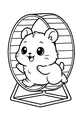 Free Hamster Coloring Page - Cute Pet Running in Exercise Wheel (Printable PDF)