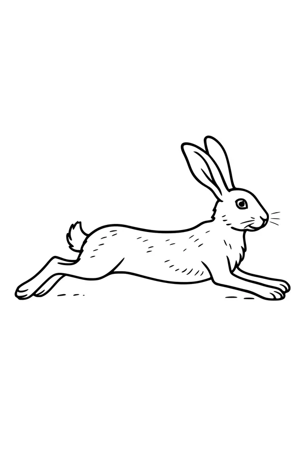 Free Hare Coloring Page - Fast Leaping Long-Eared Hare (Printable PDF)