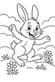 Free Hare Coloring Page - Cartoon Bunny Hopping in Sunny Meadow (Printable PDF)