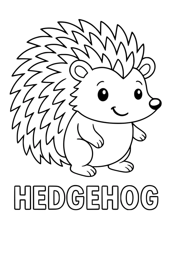 Free Hedgehog Coloring Page - Cute Cartoon With Spiky Quills (Printable PDF)