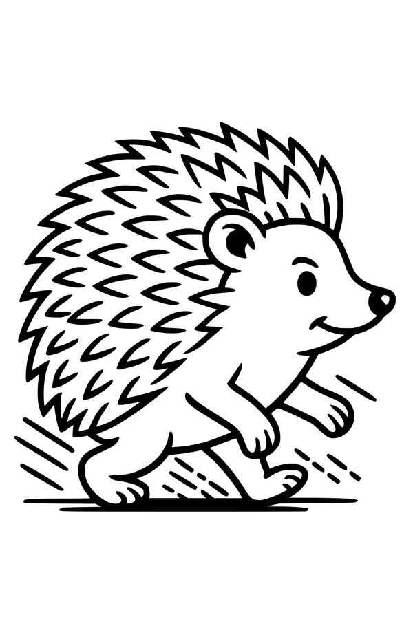 Free Hedgehog Coloring Page - Happy Spiky Runner in Motion (Printable PDF)