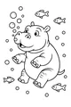 Free Hippopotamus Coloring Page - Happy Hippo Underwater with Fish (Printable PDF)
