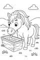 Free Horse Coloring Page - Cartoon Horse at Water Trough (Printable PDF)