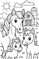 Free Horse Coloring Page - Mother Horse With Foals at Sunny Barn (Printable PDF)