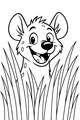Free Hyena Coloring Page - Smiling Cartoon in Tall Grass (Printable PDF)