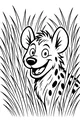 Free Hyena Coloring Page - Happy Spotted Hyena in Tall Grass (Printable PDF)
