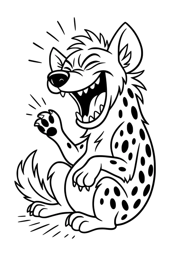 Free Hyena Coloring Page - Laughing Cartoon Hyena (Printable PDF)