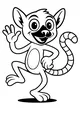 Free Lemur Coloring Page - Happy Cartoon Lemur Waving (Printable PDF)