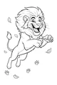 Free Lion Cub Coloring Page - Joyful Leap With Falling Leaves (Printable PDF)