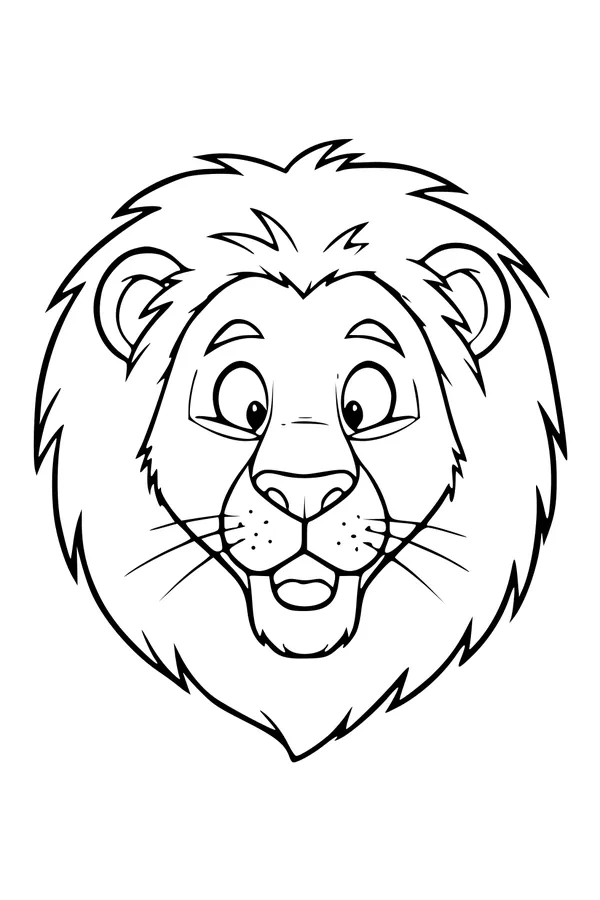 Free Lion Coloring Page - Smiling Lion Face With Big Mane (Printable PDF)