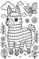 Free Llama Coloring Page - Butterfly in a Sunny Flower Meadow (Printable PDF)