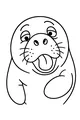 Free Manatee Coloring Page - Funny Cartoon With Silly Face (Printable PDF)