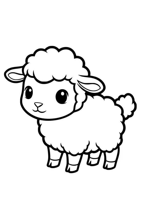 Free Lamb Coloring Page - Cute Fluffy Cartoon Lamb (Printable PDF)