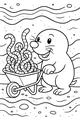 Free Mole Coloring Page - Milo Pushing Worms in an Underground Tunnel (Printable PDF)