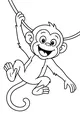 Free Monkey Coloring Page - Happy Cartoon Swinging on a Vine (Printable PDF)