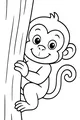Free Monkey Coloring Page - Peekaboo Hugging a Tall Jungle Tree (Printable PDF)