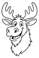 Free Moose Coloring Page - Smiling Cartoon Moose Head (Printable PDF)