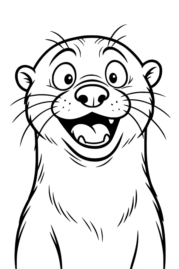 Free Otter Coloring Page - Happy Otter With Big Smile (Printable PDF)