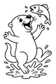 Free Otter Coloring Page - Splashy Otter With Silly Fish Friend (Printable PDF)