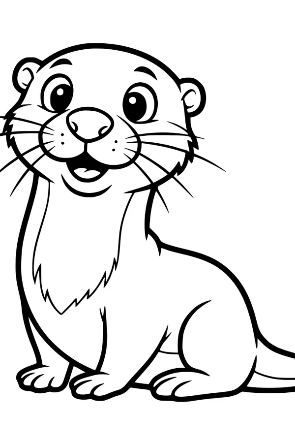 Free Otter Coloring Page - Cute Cartoon Otter by the Riverbank (Printable PDF)