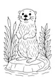 Free Otter Coloring Page - Happy Otter on River Rock (Printable PDF)