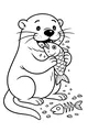 Free Otter Coloring Page - Hungry Otter With Big Fish (Printable PDF)