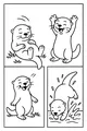 Free Otter Coloring Page - Cute Cartoon Otter In Four Fun Scenes (Printable PDF)