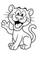 Free Panther Cub Coloring Page - Cute Cartoon Waving (Printable PDF)