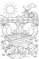 Free Pig Coloring Page - Happy Farm Pigs and Piglets (Printable PDF)