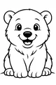 Free Polar Bear Coloring Page - Smiling Cartoon Cub in Snow (Printable PDF)