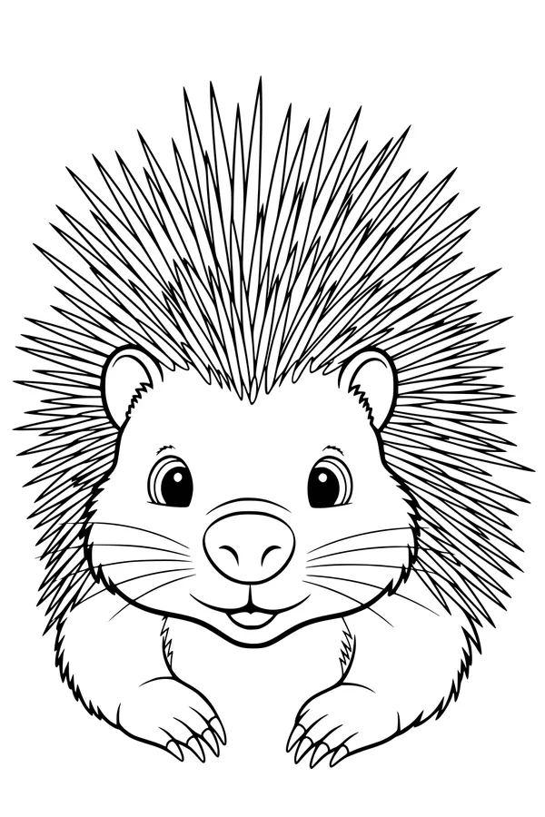 Free Porcupine Coloring Page - Cute Spiky Forest Friend (Printable PDF)